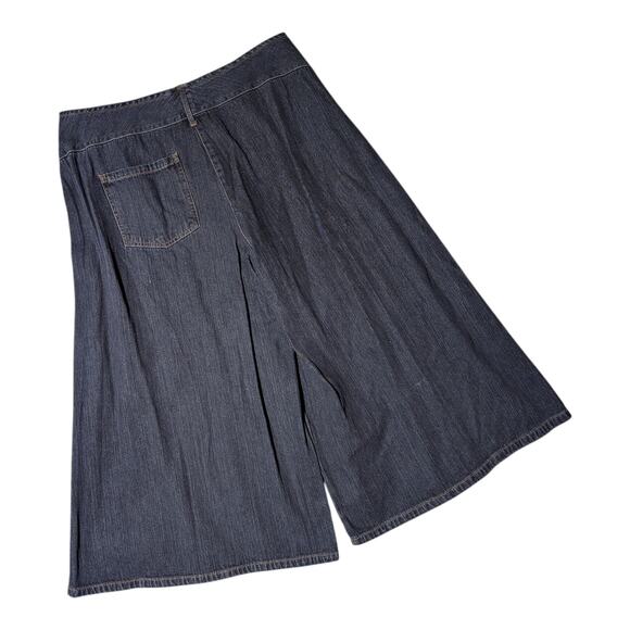 Vtg Y2K Faded Glory Black Ultra Wide Leg Mid Rise Cropped Denim Jeans Sz 12 - Picture 2 of 4